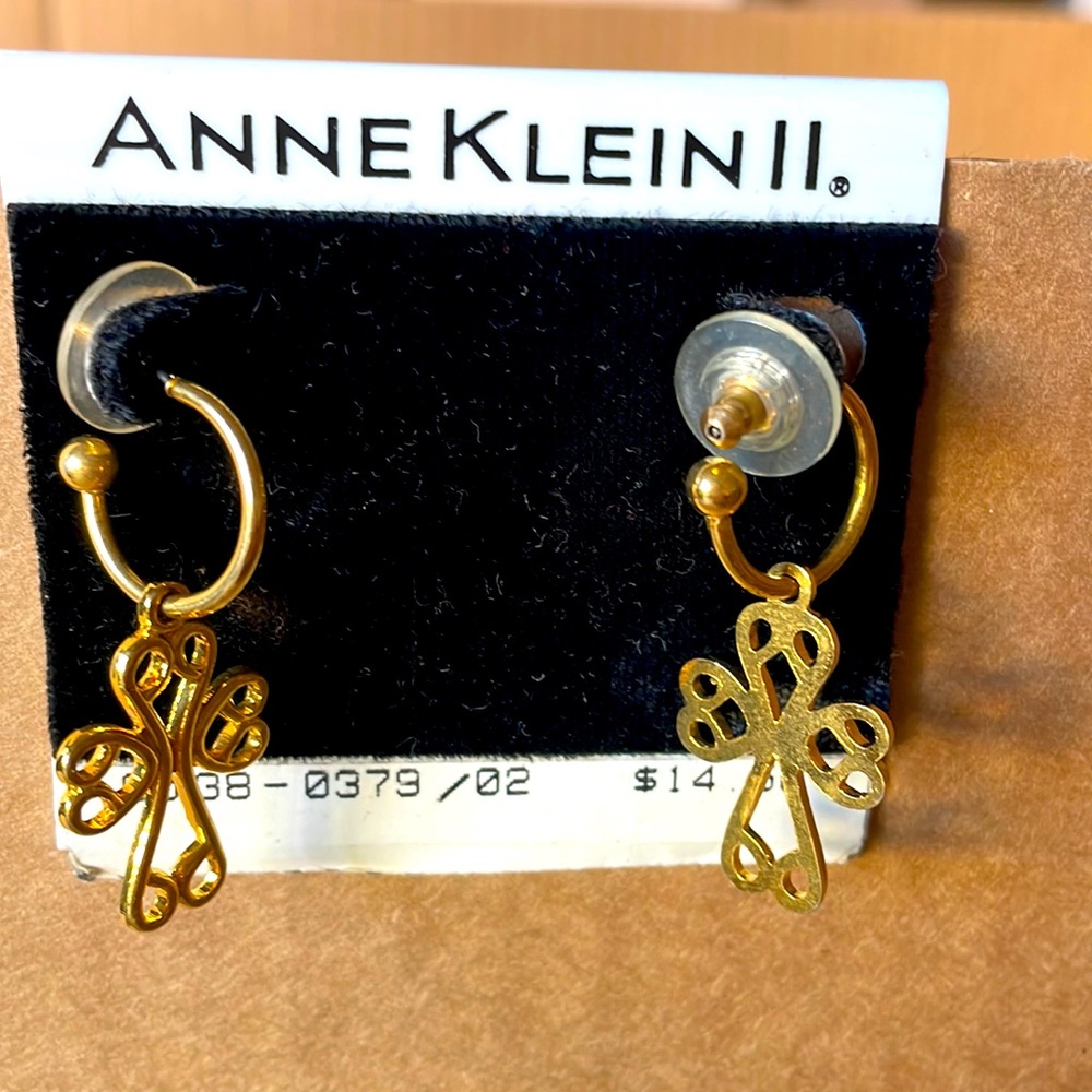 Anne Klein II Gold Bubble Cross earrings